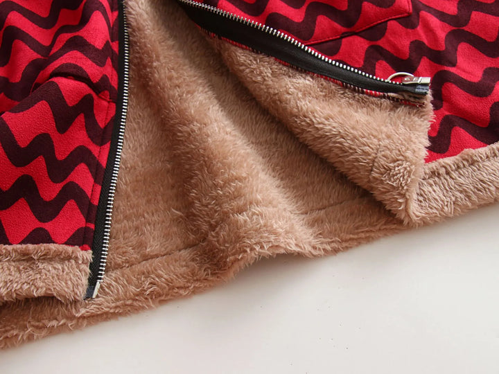 Clarisse - Weit geschnittener, gefütterter Fleece-Mantel mit Kapuze