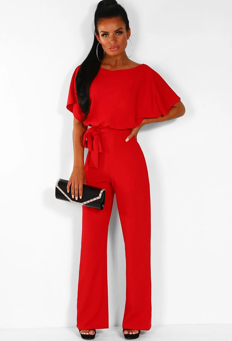 Langer Damenoverall mit eleganter verstellbarer Taille - Elvira