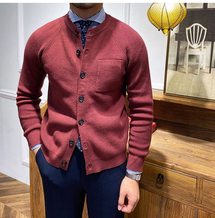 Herren-Premium-Strickjacke mit Rundhalsausschnitt - Darien
