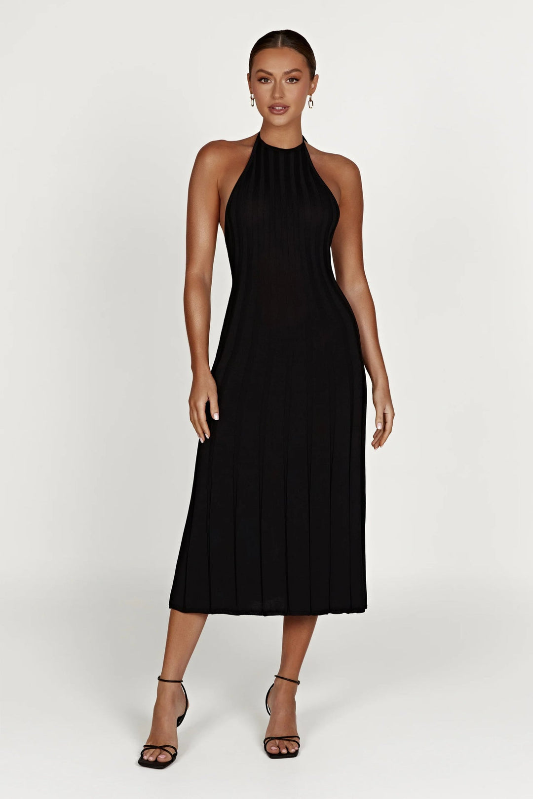 Midikleid aus gewebtem Plissee mit Neckholder - Dalila