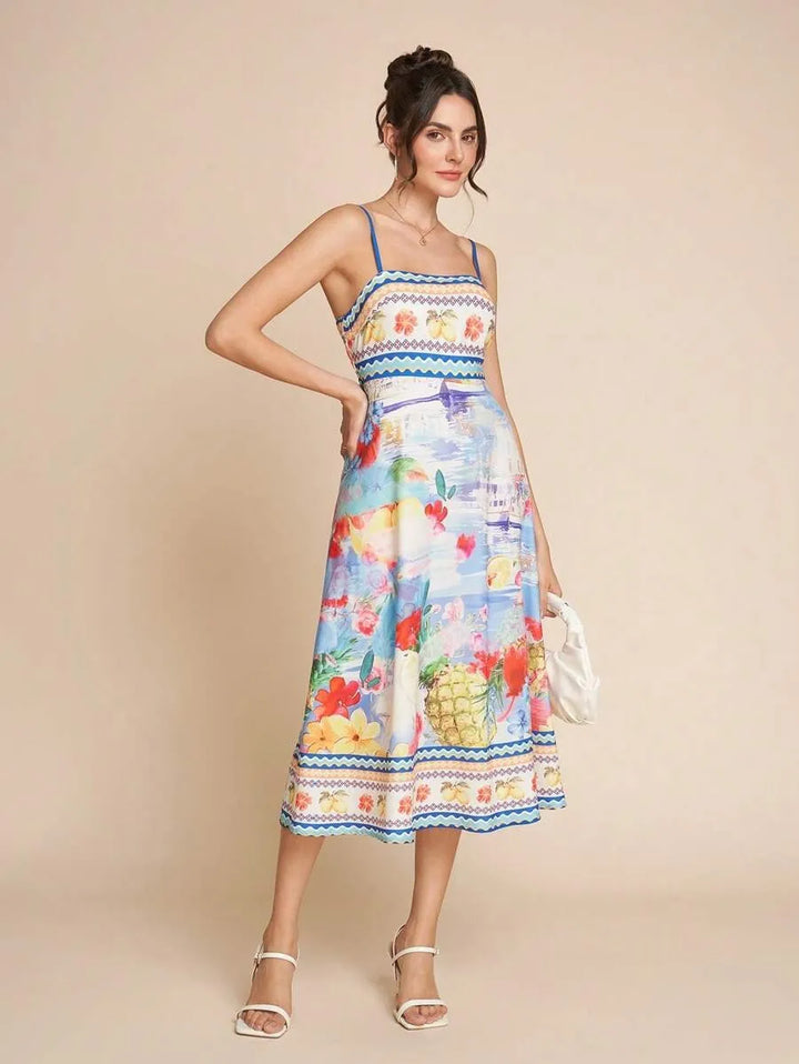 Midikleid mit Blumendruck für Damen - Mirela