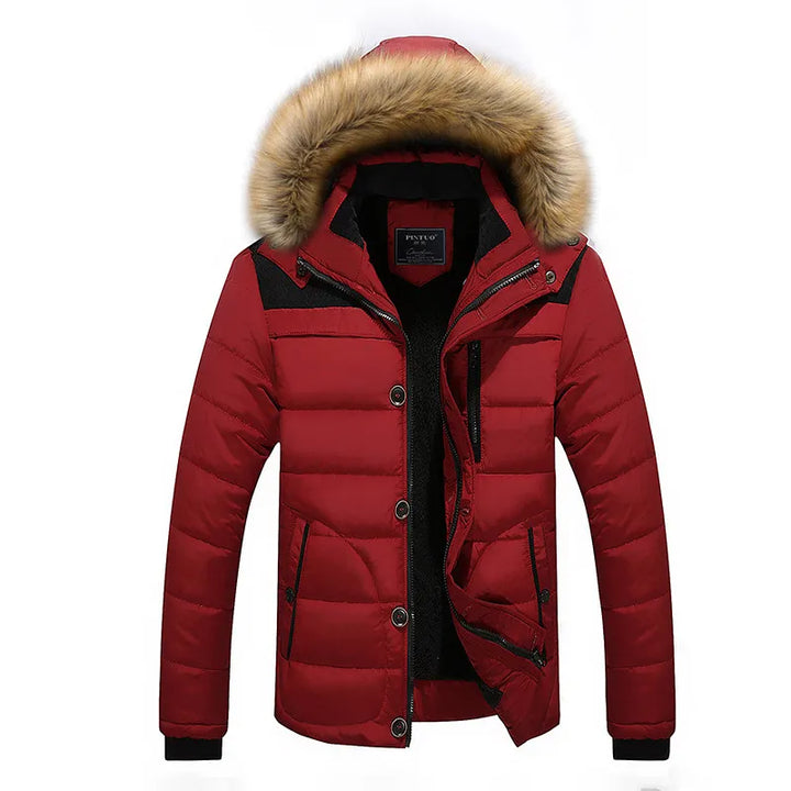 Steppjacke im urbanen Stil mit Kunstfellkapuze und Stehkragen - Aldren