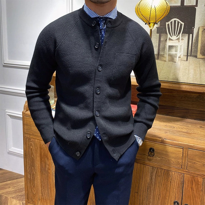 Herren-Premium-Strickjacke mit Rundhalsausschnitt - Darien