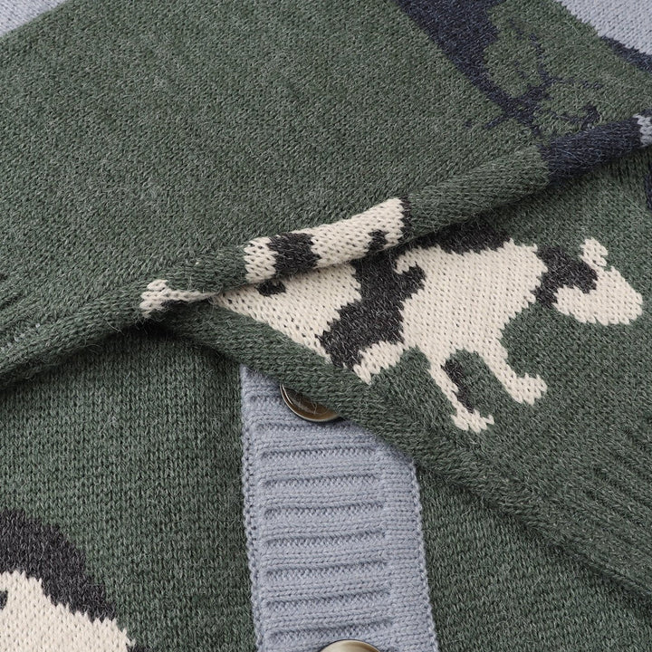 Herrenstrickjacke mit Knopfverschluss und grafischem Muster - Thomas