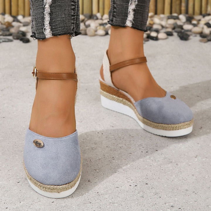 Damen Keilsandalen aus Canvas mit verstellbarem Espadrille-Riemen - Clara
