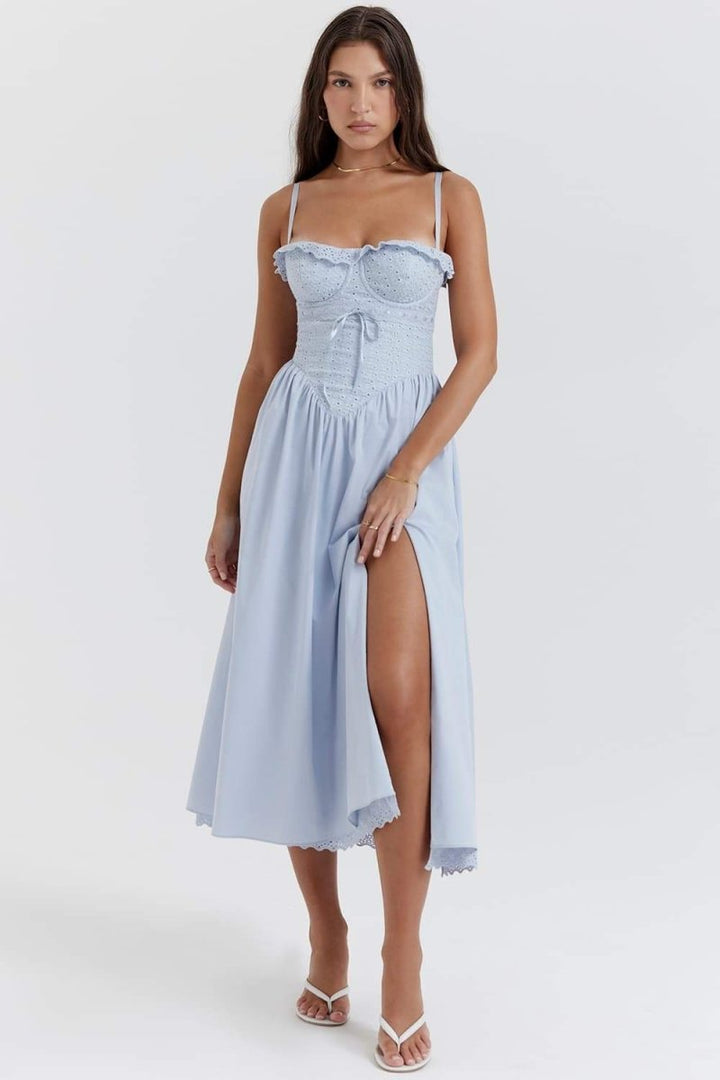 Helen - Midikleid mit besticktem Spitzenkorsett