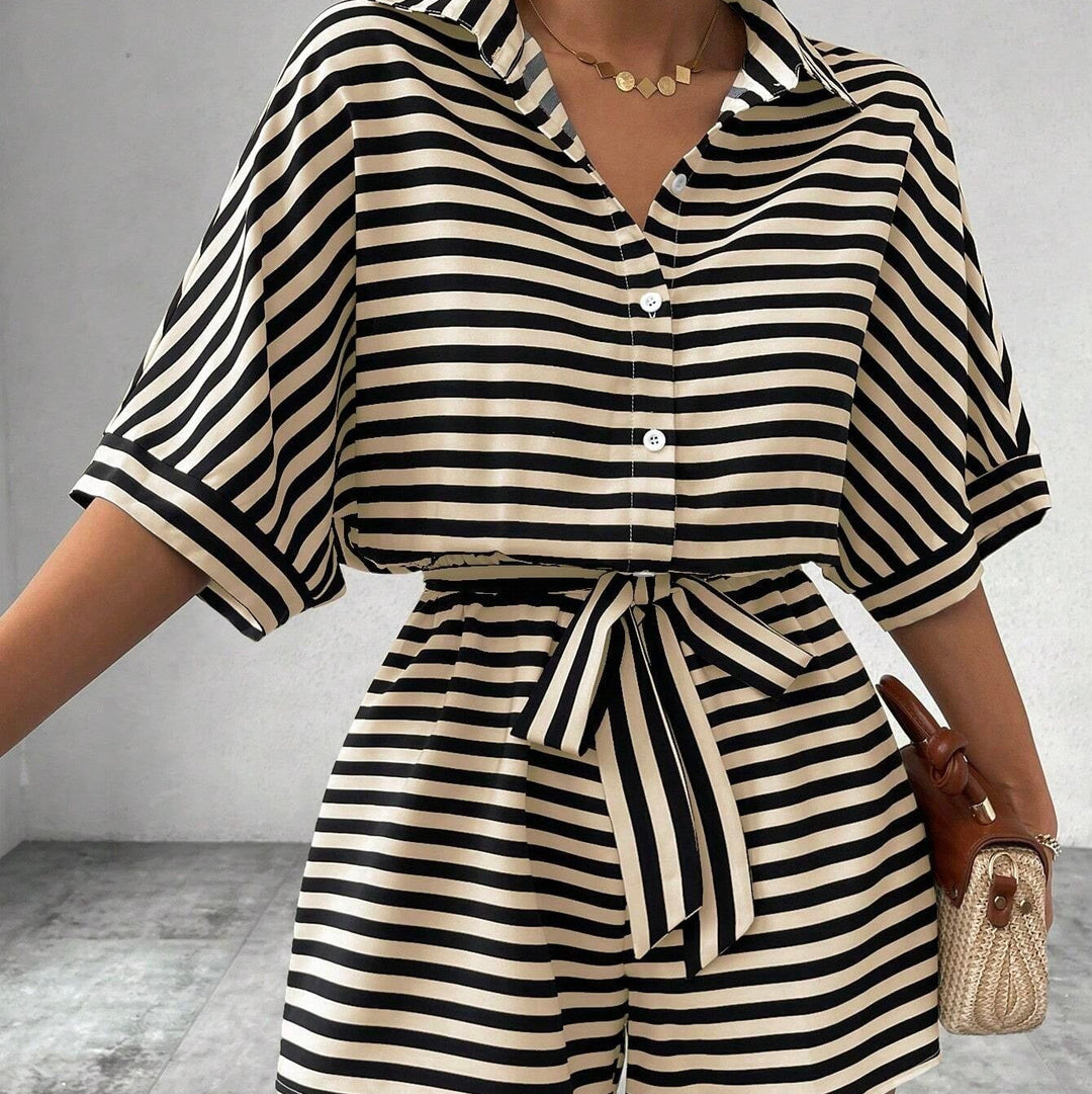 Shirt kurzer Overall mit horizontalen Streifen - Brisa
