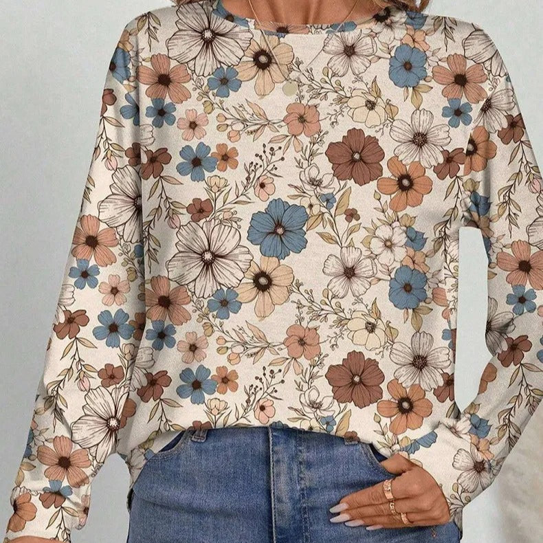 Lässige Langarm-Bluse mit Blumendruck - Lorine