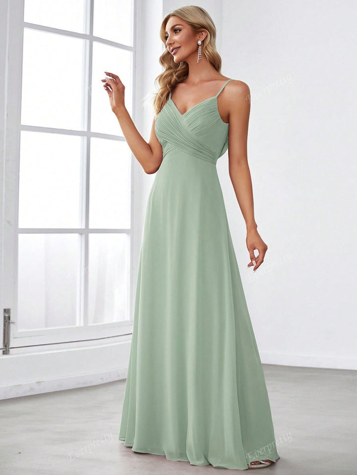 Langes elegantes Chiffonkleid mit dünnen Trägern - Estrella