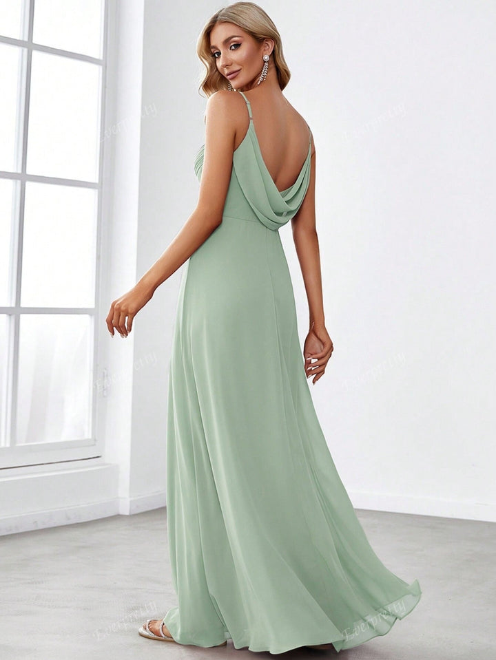 Langes elegantes Chiffonkleid mit dünnen Trägern - Estrella