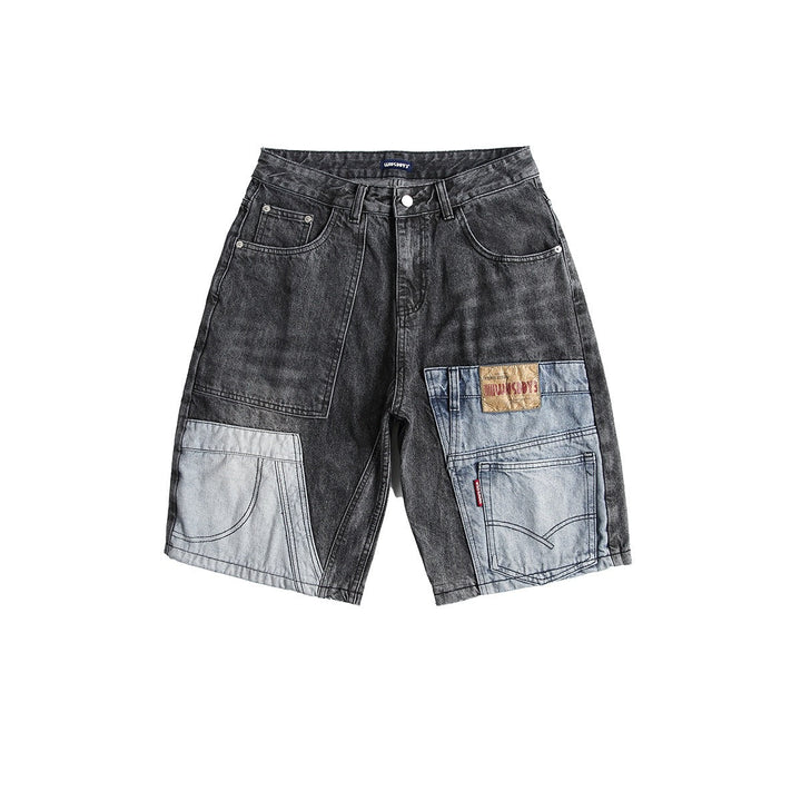 Bermudashorts aus Denim mit Patchworkmuster für Männer - Urban Edge