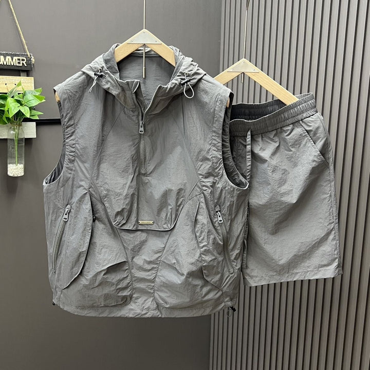 Ärmelloses Herrenwesten-Set leichte Utility Style Kapuze - Pedro