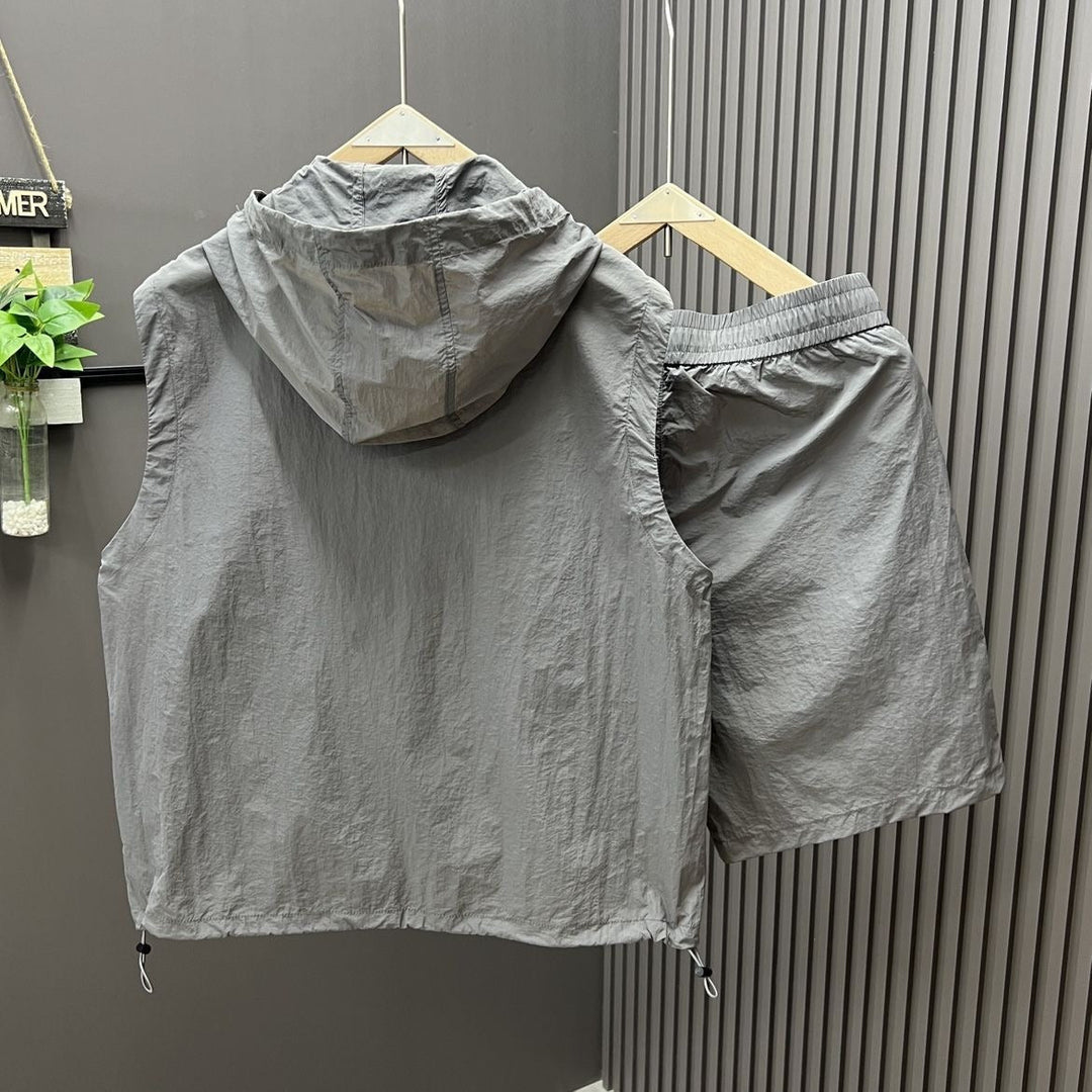Ärmelloses Herrenwesten-Set leichte Utility Style Kapuze - Pedro