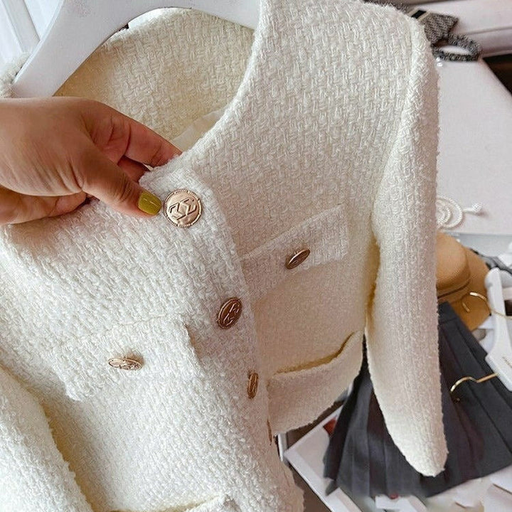 Damen Kurzblazer Bouclé Schmuckknöpfe elegant - Noelle