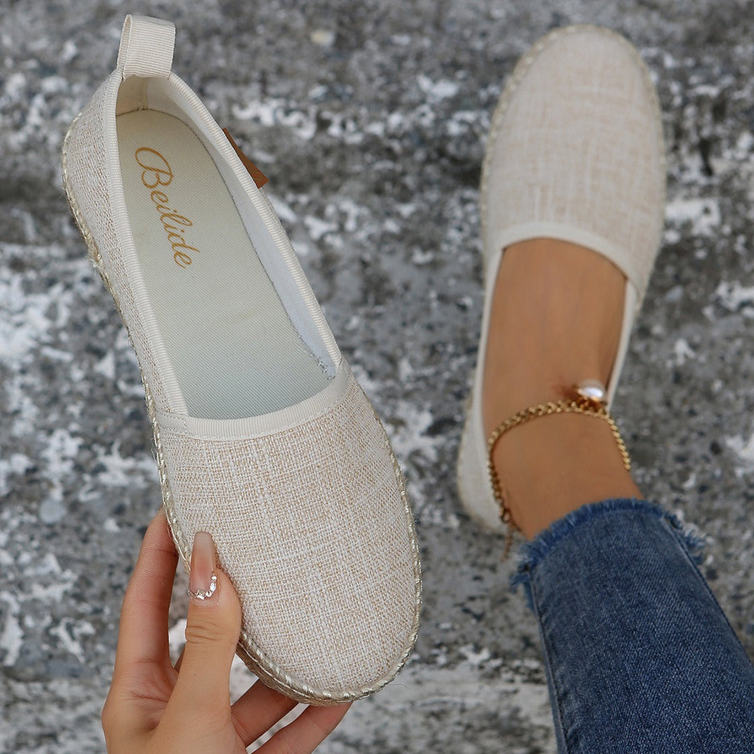 Espadrilles für Frauen aus Segeltuch grau rutschfeste Jutesohle - Mireia