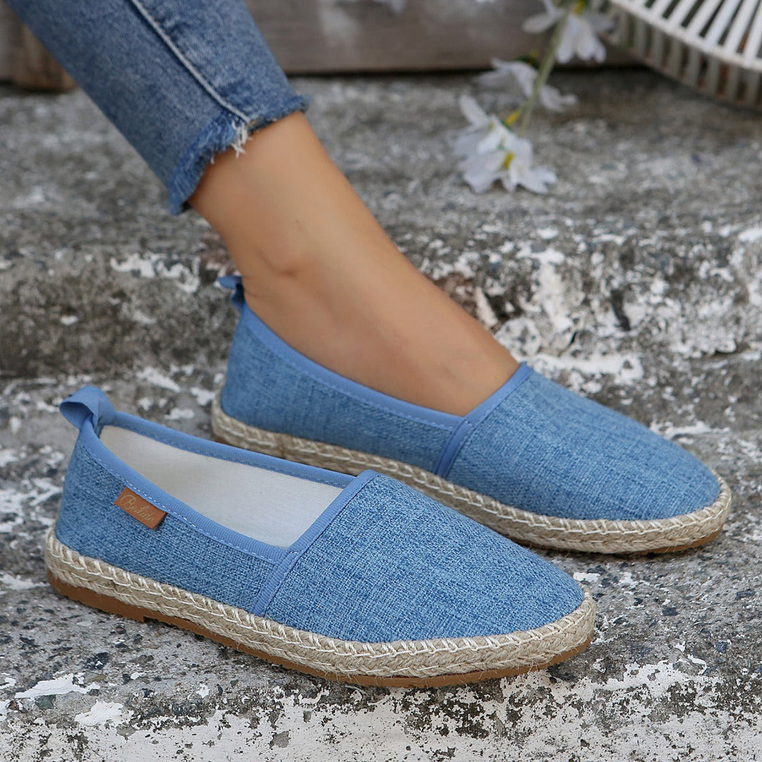 Espadrilles für Frauen aus Segeltuch grau rutschfeste Jutesohle - Mireia