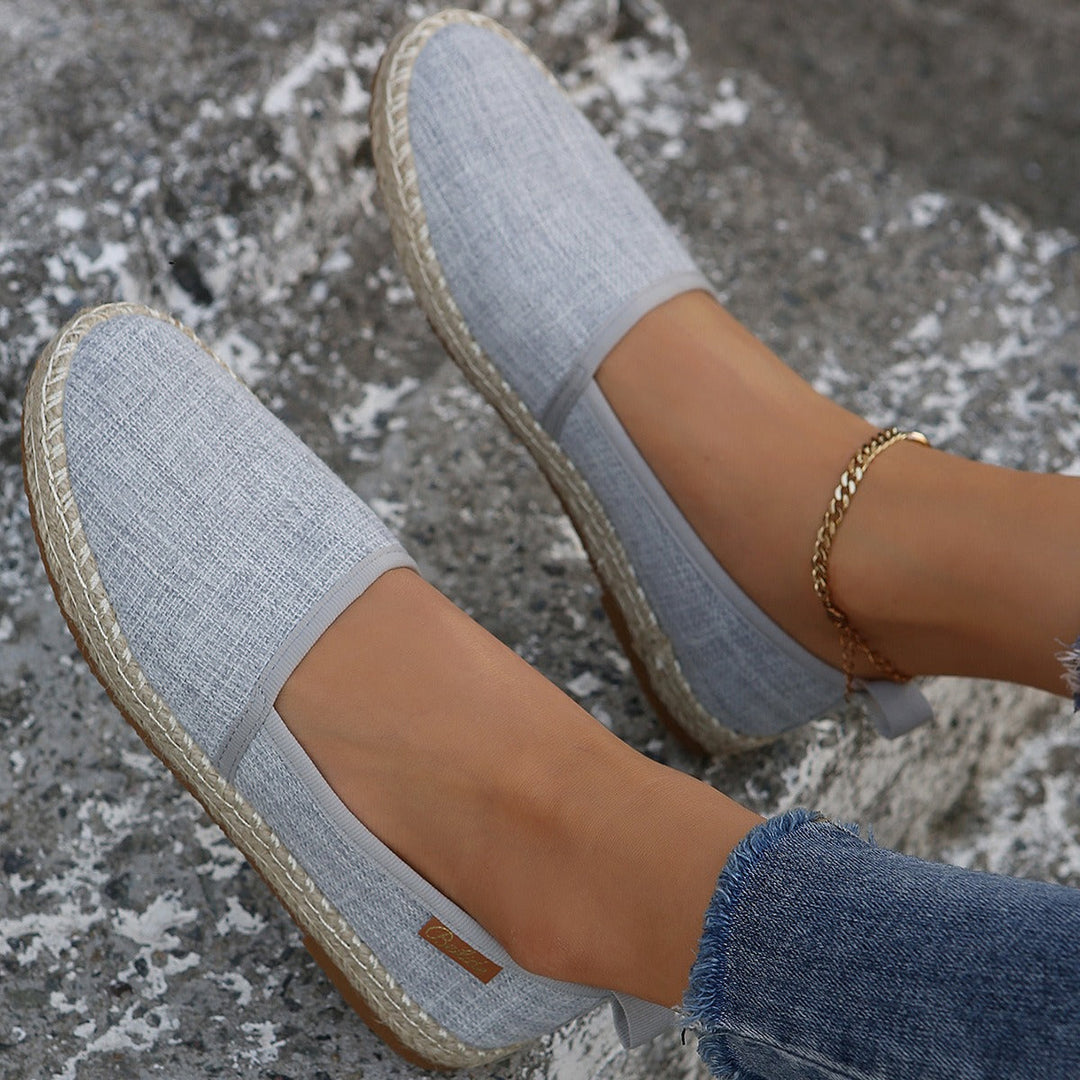 Espadrilles für Frauen aus Segeltuch grau rutschfeste Jutesohle - Mireia