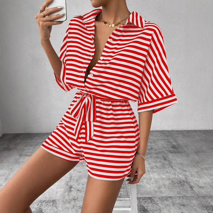 Shirt kurzer Overall mit horizontalen Streifen - Brisa