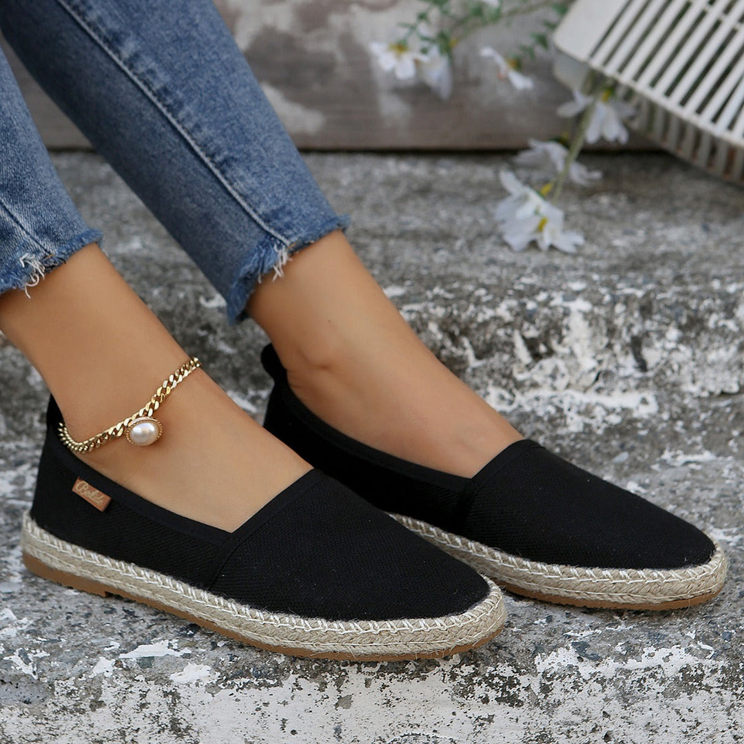 Espadrilles für Frauen aus Segeltuch grau rutschfeste Jutesohle - Mireia