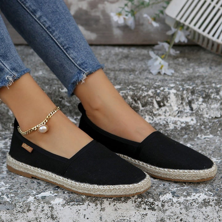 Espadrilles für Frauen aus Segeltuch grau rutschfeste Jutesohle - Mireia