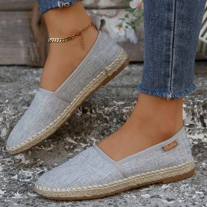 Espadrilles für Frauen aus Segeltuch grau rutschfeste Jutesohle - Mireia
