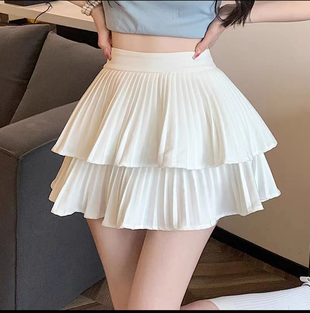 Damen Minirock aus Chiffon mit Falten und ausgestelltem Schnitt - Maëlle