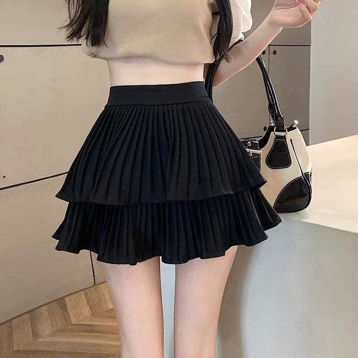 Damen Minirock aus Chiffon mit Falten und ausgestelltem Schnitt - Maëlle