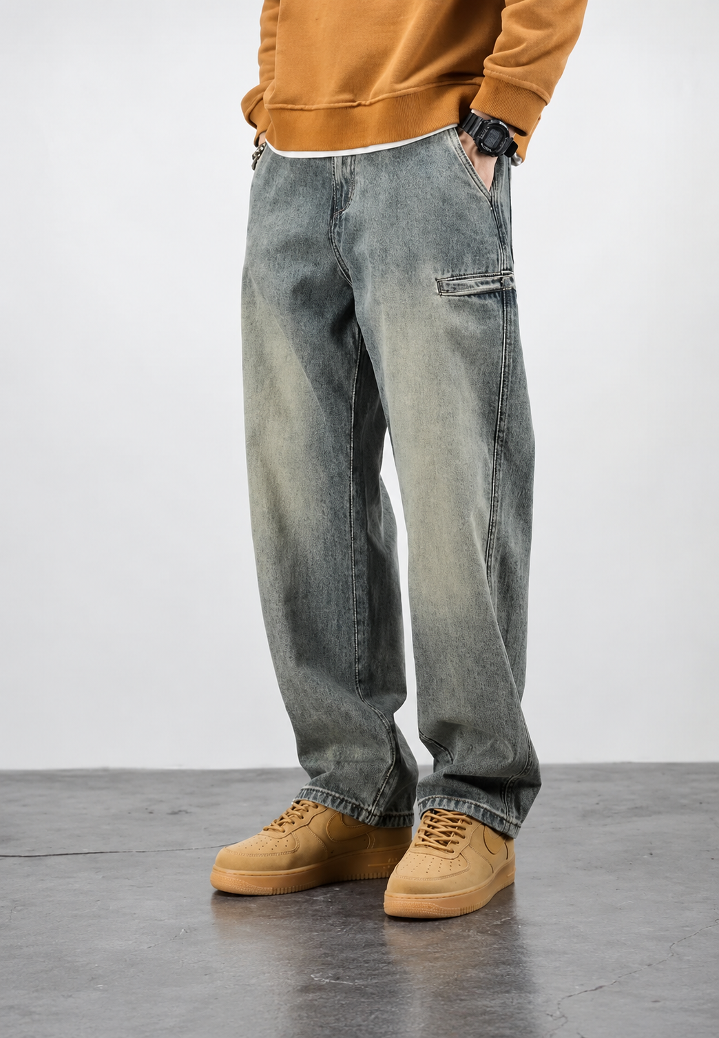 Herrenjeans in Loose-Fit-Passform mit Wasch-Effekt und geradem Bein - Roderik