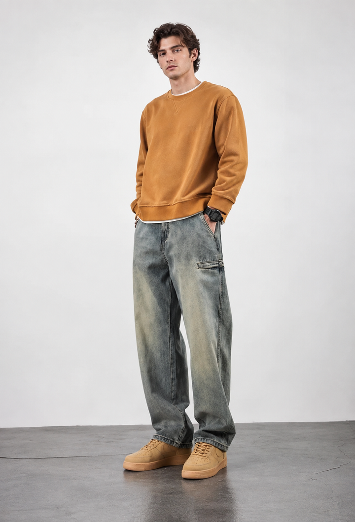 Herrenjeans in Loose-Fit-Passform mit Wasch-Effekt und geradem Bein - Roderik