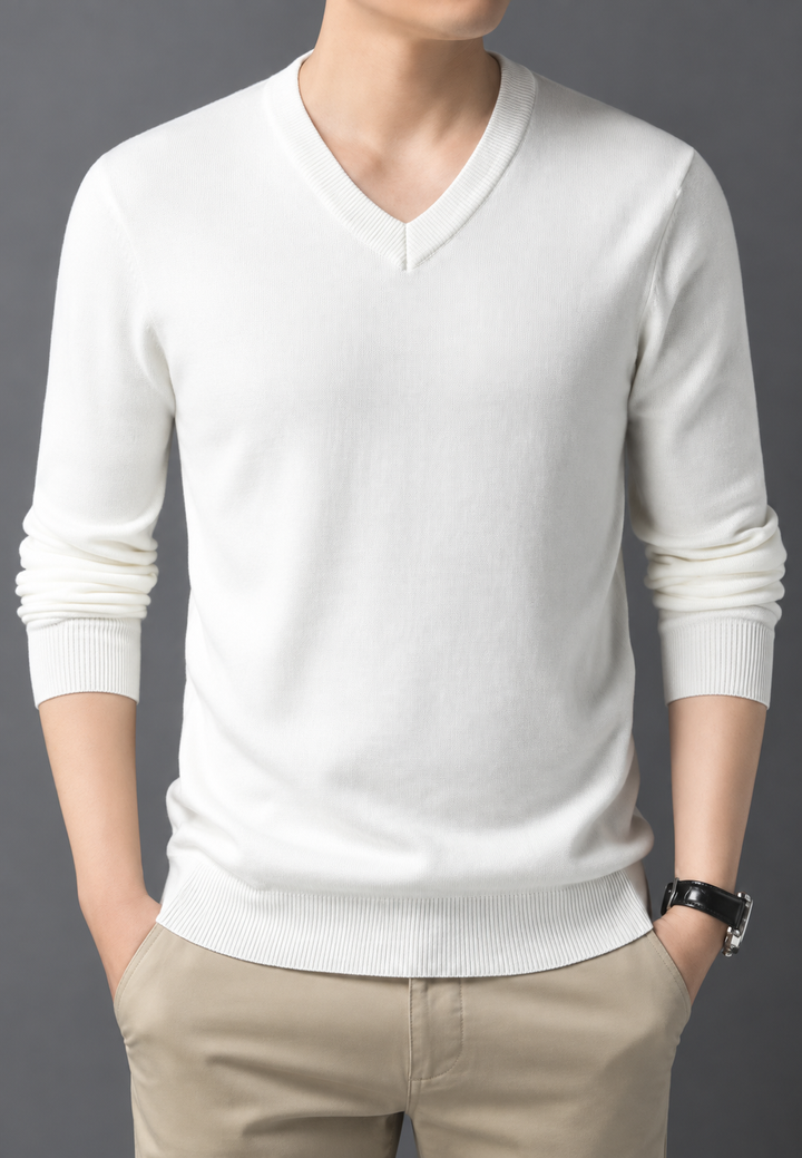 Herren-Strickpullover mit V-Ausschnitt und langen Ärmeln – Orsino