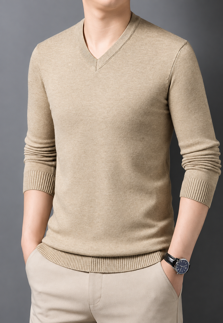 Herren-Strickpullover mit V-Ausschnitt und langen Ärmeln – Orsino