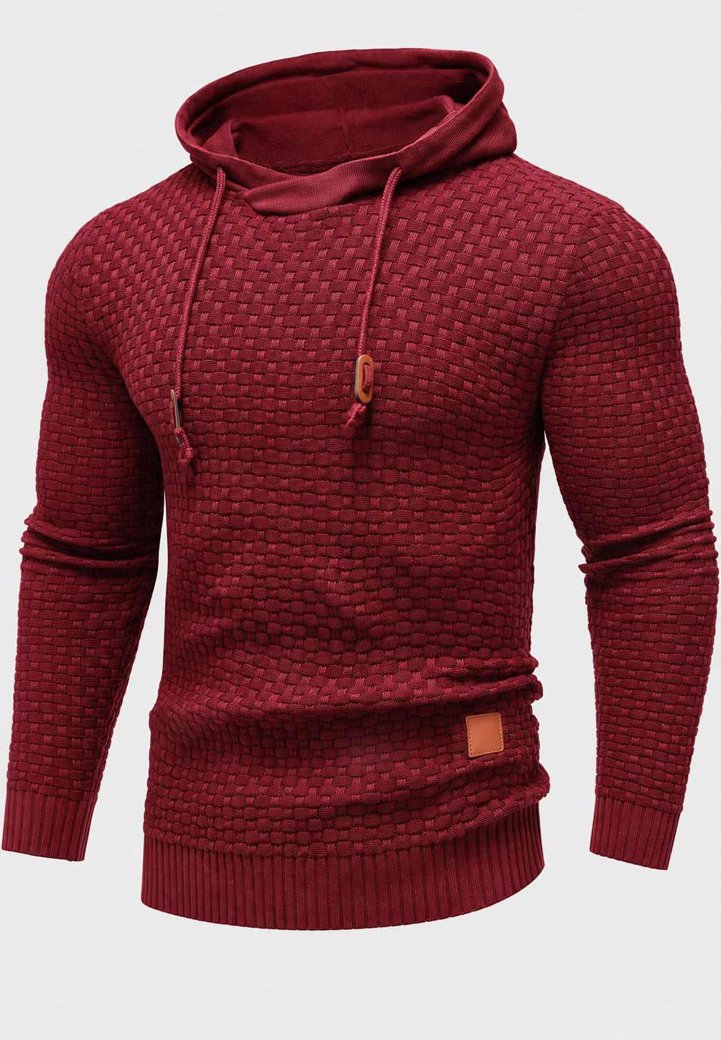 Herrenpullover mit Kapuze, strukturierter Strick und Kordelzug – Ronan