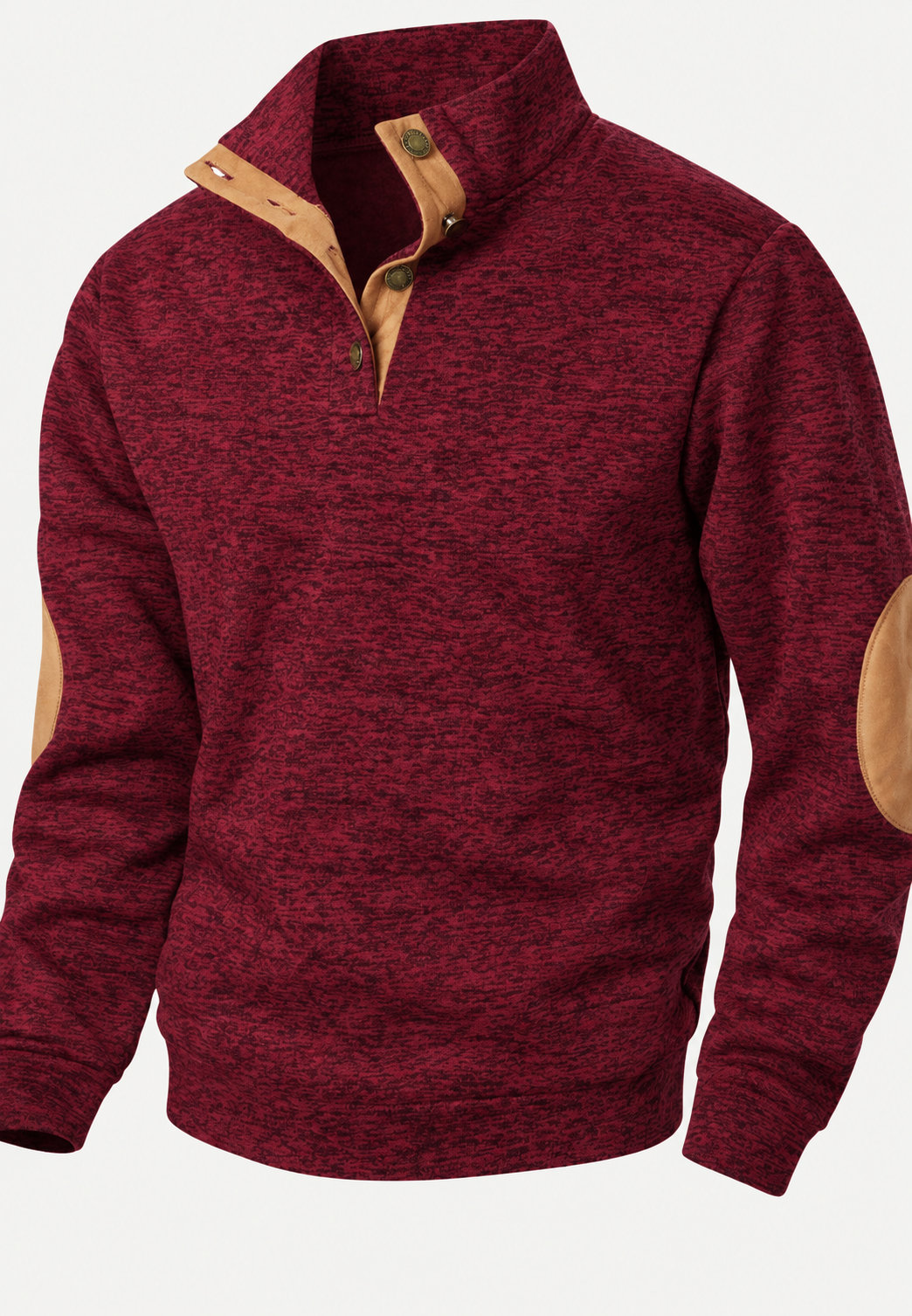 Herrenpullover mit Rollkragen, Knöpfen und kontrastfarbenen Ellbogenpatches – Thorben