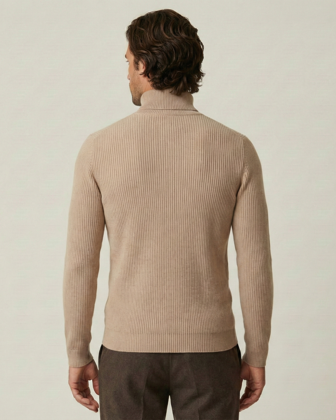 Herrenpullover mit Rollkragen, Rippstrick und langen Ärmeln – Tadeo