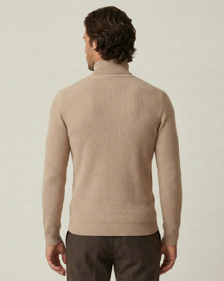 Herrenpullover mit Rollkragen, Rippstrick und langen Ärmeln – Tadeo
