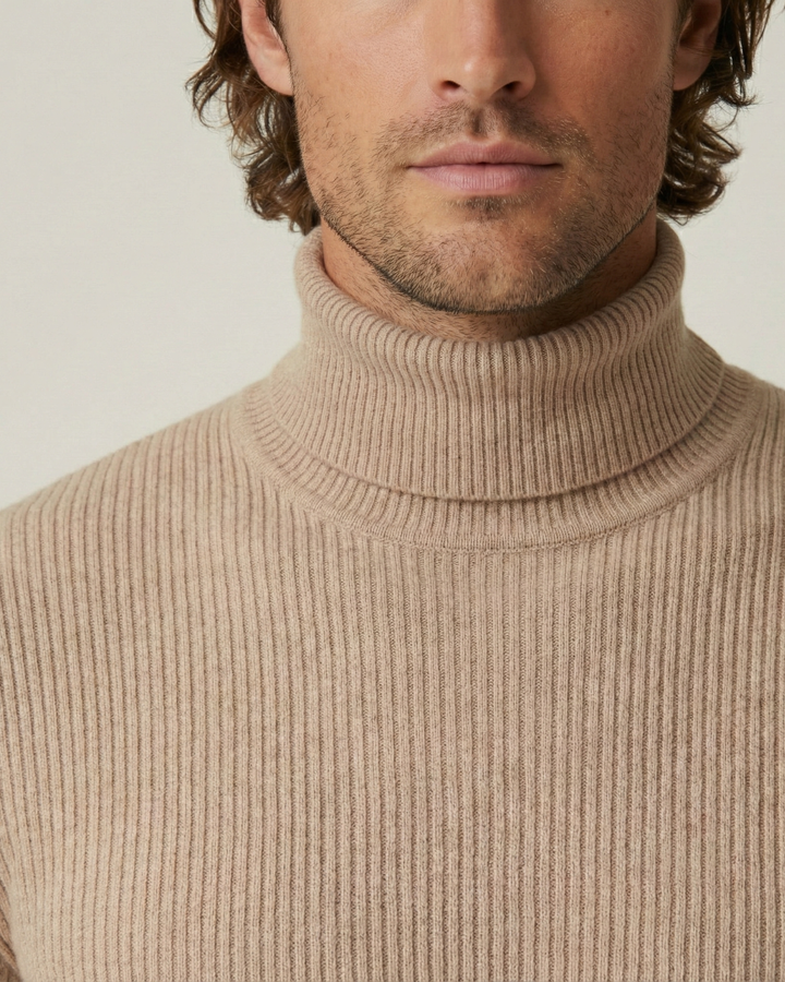 Herrenpullover mit Rollkragen, Rippstrick und langen Ärmeln – Tadeo