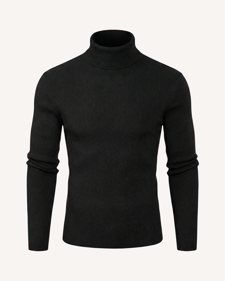 Herrenpullover mit Rollkragen, Rippstrick und langen Ärmeln – Tadeo
