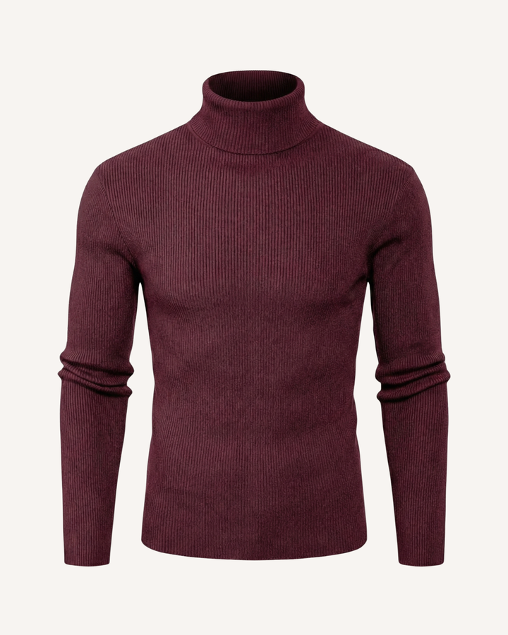 Herrenpullover mit Rollkragen, Rippstrick und langen Ärmeln – Tadeo