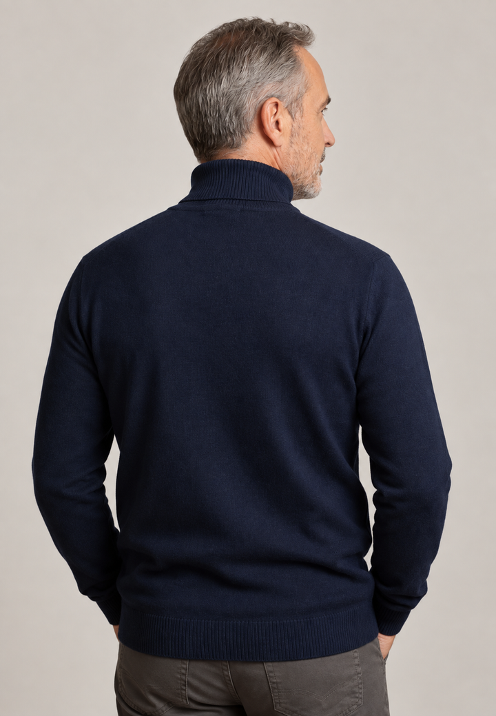 Herrenpullover mit Rollkragen, glatt gestrickt, langärmelig – Savio