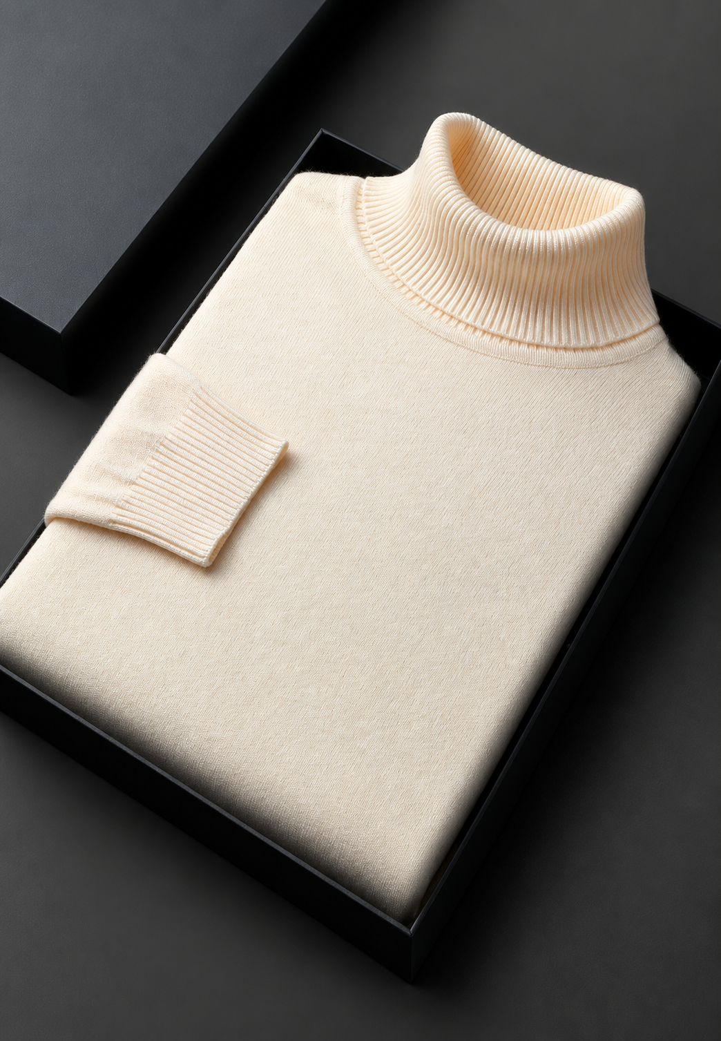 Herrenpullover mit Rollkragen, glatt gestrickt, langärmelig – Savio