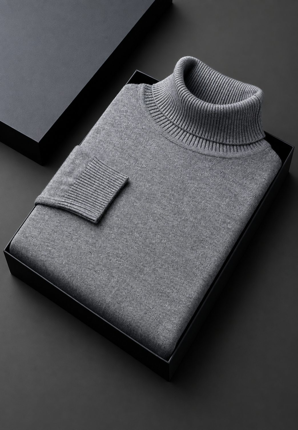Herrenpullover mit Rollkragen, glatt gestrickt, langärmelig – Savio