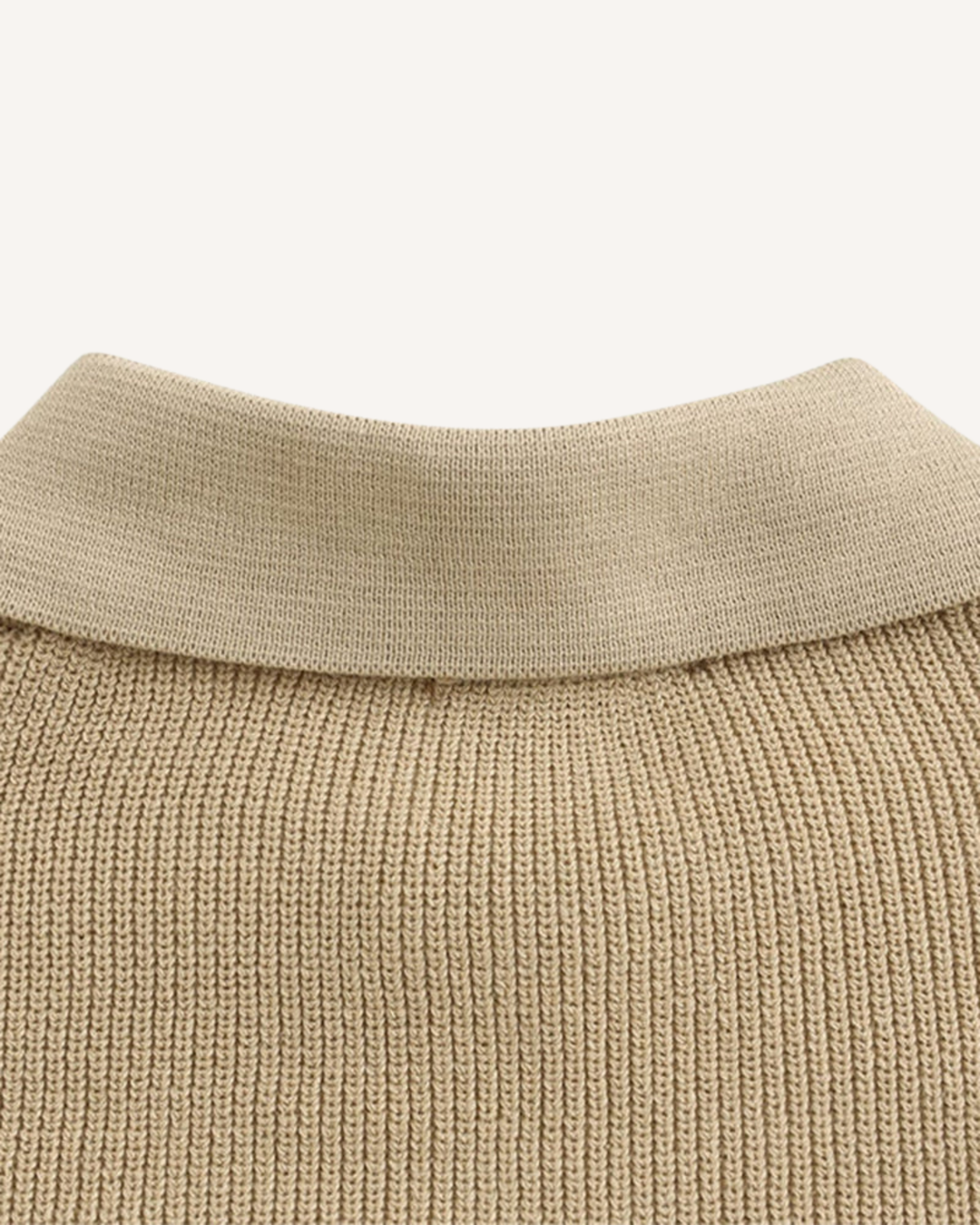 Herrenpullover mit Polokragen, halbem Reißverschluss und Rippstrick – Ilan