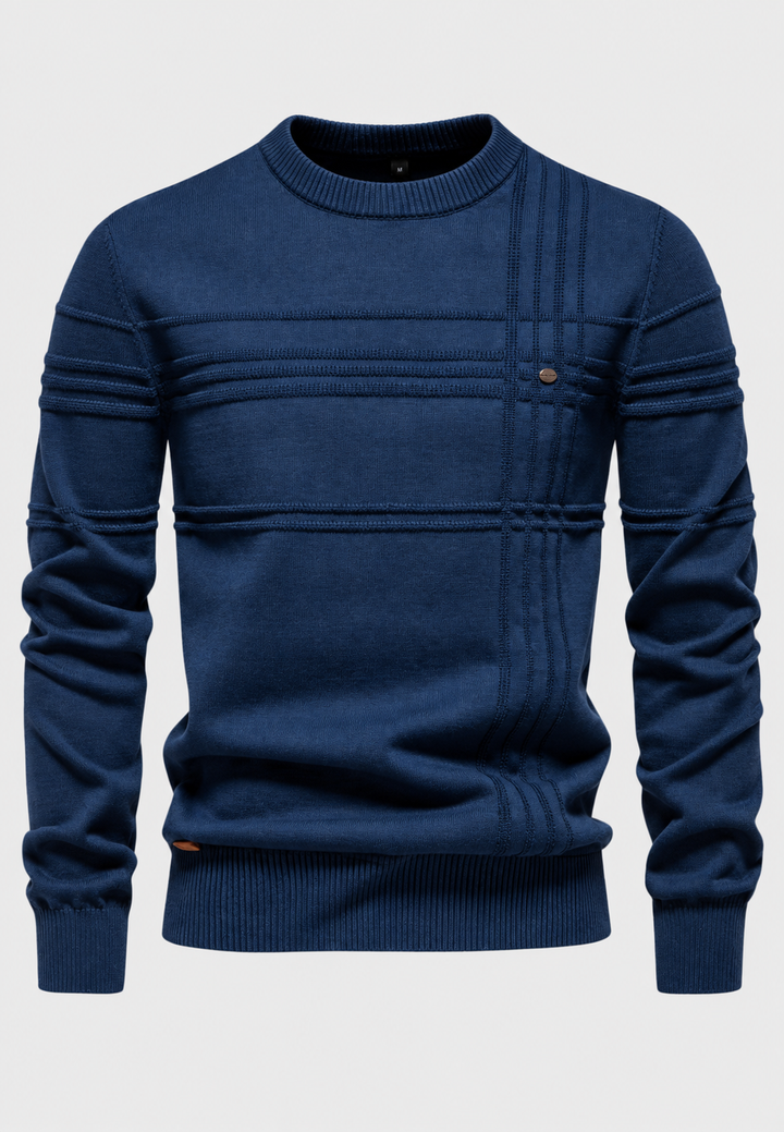 Herrenpullover mit Rundhalsausschnitt und Karomuster – Simon