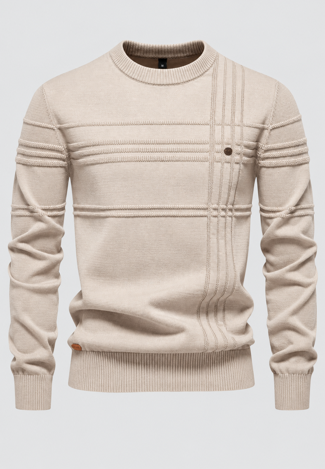 Herrenpullover mit Rundhalsausschnitt und Karomuster – Simon