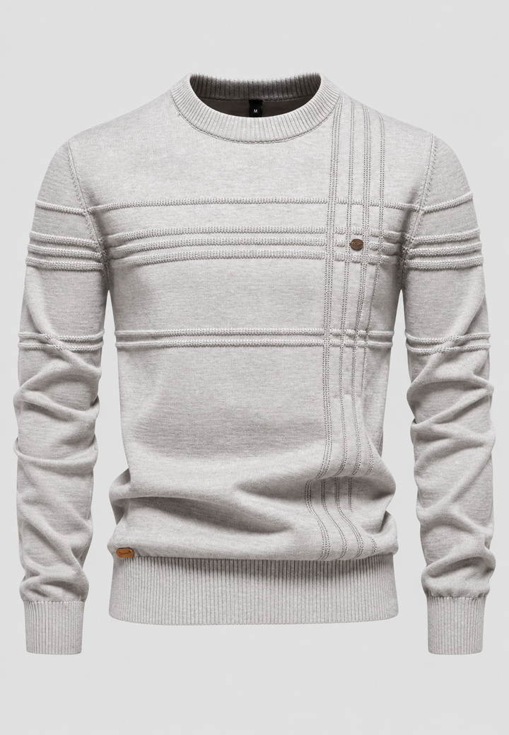 Herrenpullover mit Rundhalsausschnitt und Karomuster – Simon