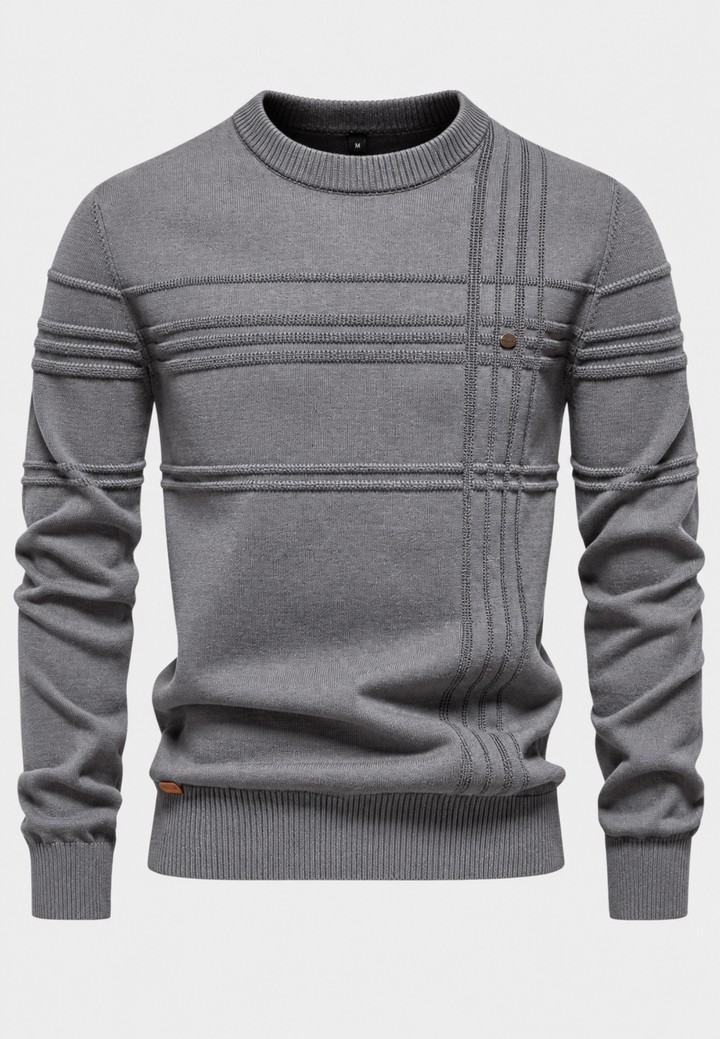 Herrenpullover mit Rundhalsausschnitt und Karomuster – Simon
