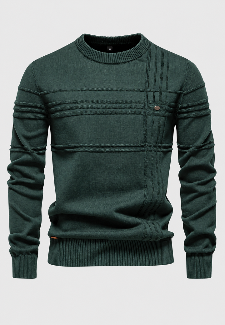 Herrenpullover mit Rundhalsausschnitt und Karomuster – Simon