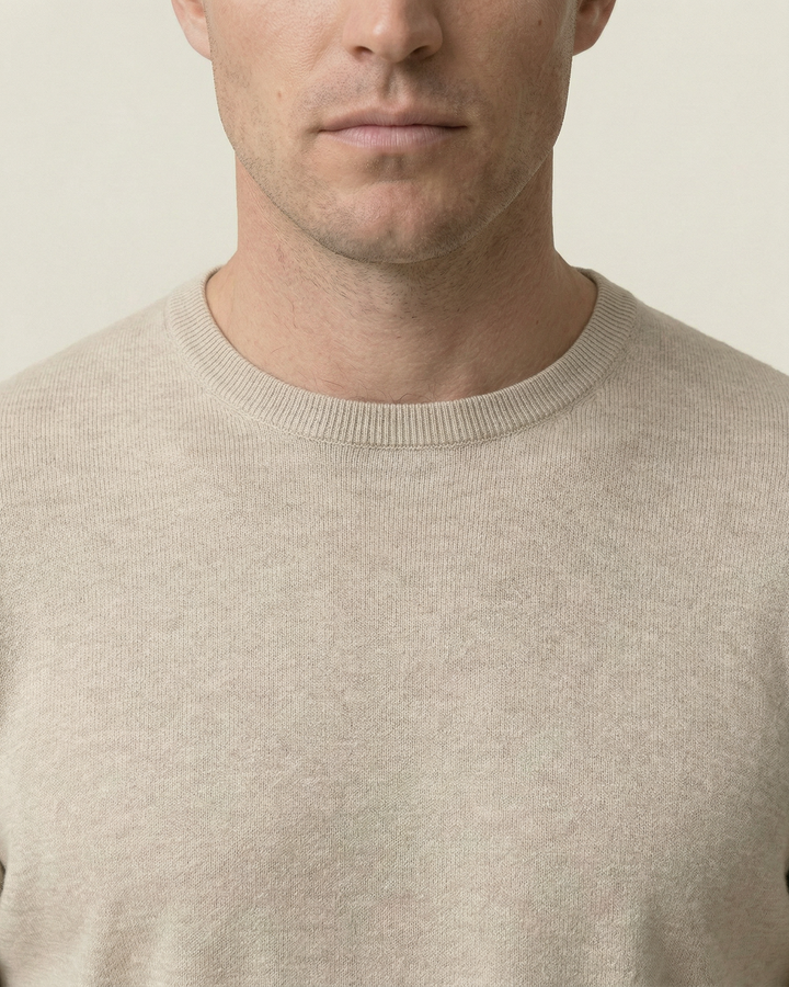 Herrenpullover mit Rundhalsausschnitt, feiner Strick und langen Ärmeln – Ciro