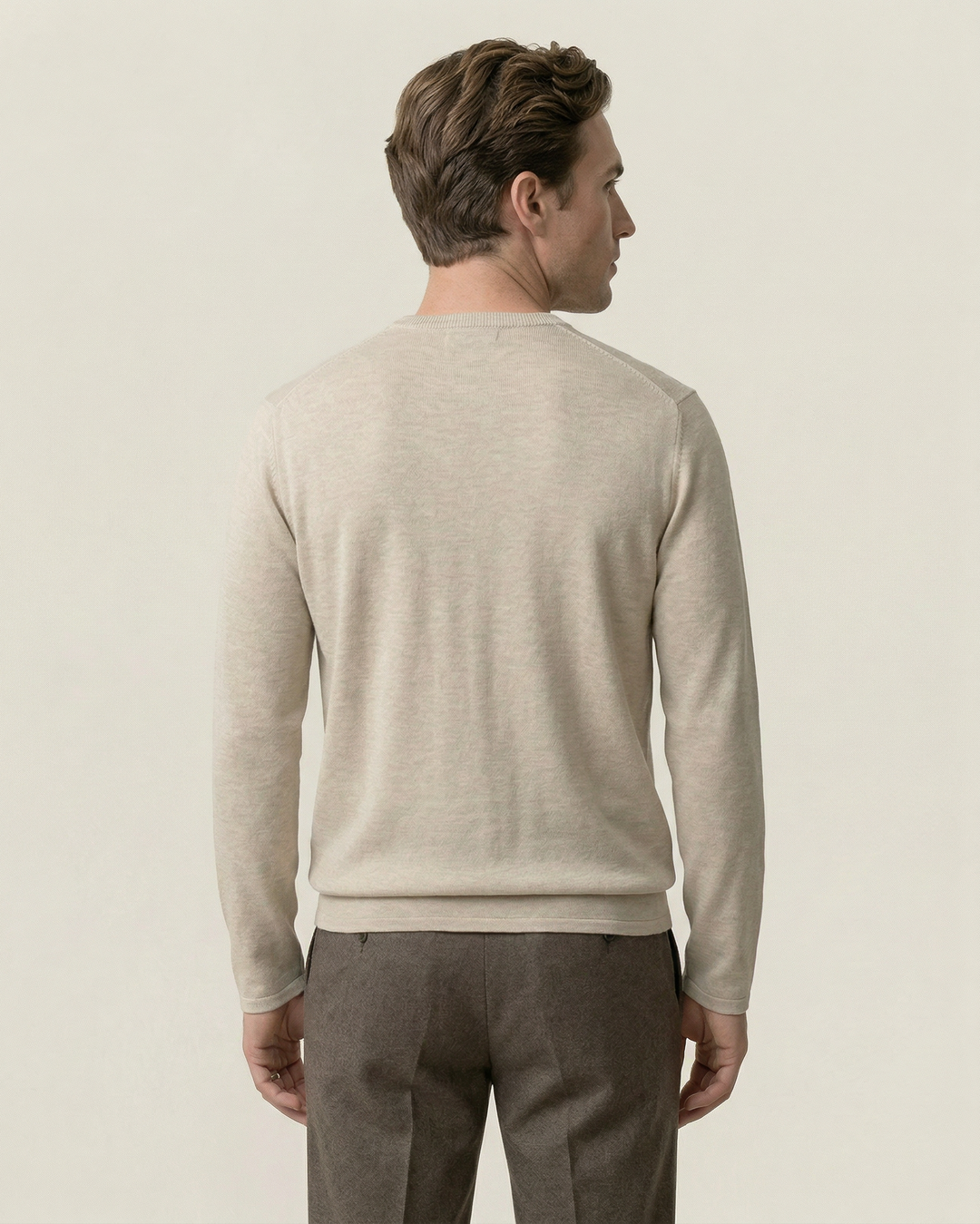 Herrenpullover mit Rundhalsausschnitt, feiner Strick und langen Ärmeln – Ciro