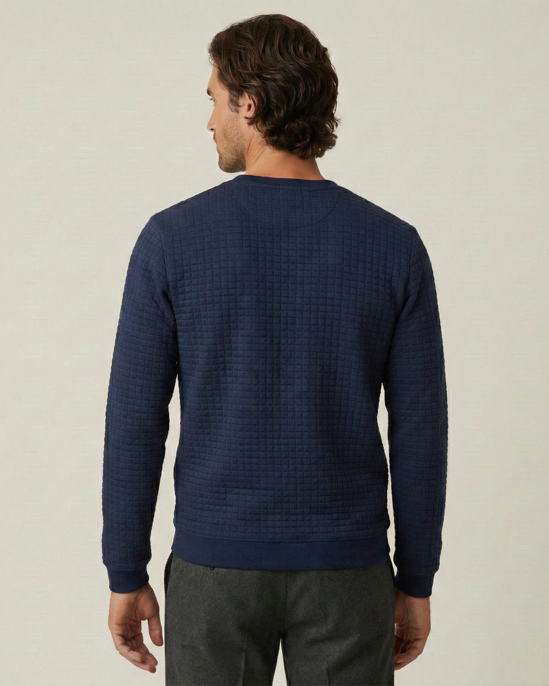 Herrenpullover mit Rundhalsausschnitt, Gofré-Strick und langen Ärmeln – Loris